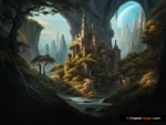 Mystic Enclave: Castle of the Hidden Cave Generative Art