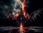Fortress of Flames Mixed Media picture Surreal Art desktop background