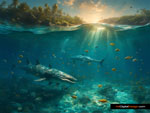 Beneath Caribbean Waves Mixed Media picture Surreal Art desktop background