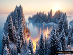 Whispering Pines and Enchanted Lakes Mixed Media picture Surreal Art desktop background