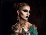 AI Leonardo da Vinci's Lady with an Ermine painting. Dark gothic style