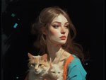 AI Leonardo da Vinci's Lady with an Ermine painting. Modern brush strokes