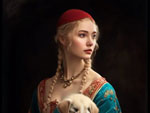 AI Leonardo da Vinci's Lady with an Ermine painting. Photorealism style